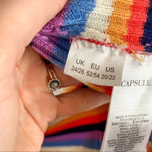 Capsule Rainbow Stripe Ruffle Ribbed Knit Top Size 20/22 - Picture 4 of 8